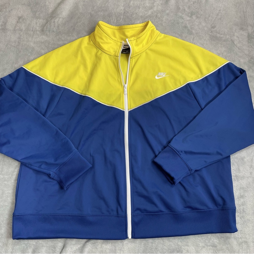 Nike Track Jacket 3X Womens Sportswear Heritage Cropped Full Zip Blue Yellow